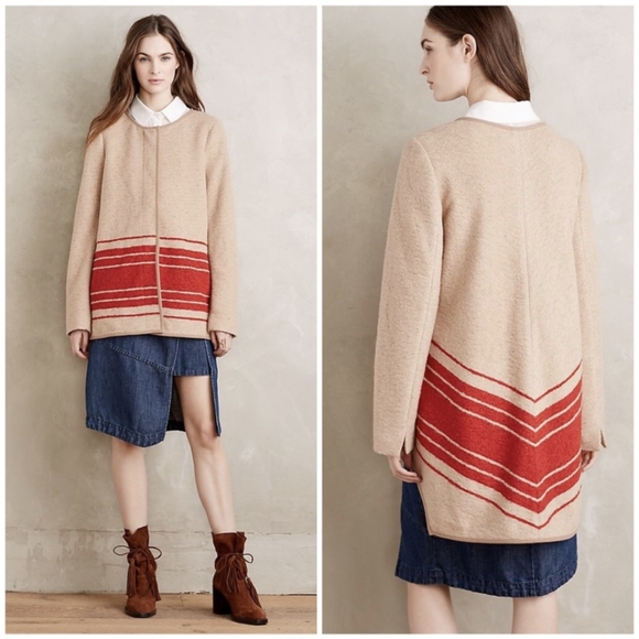 Anthropologie Jackets & Blazers - NWT Anthropologie Elevenses | Ardsley Coat XS Camel Red Boiled Wool Blend